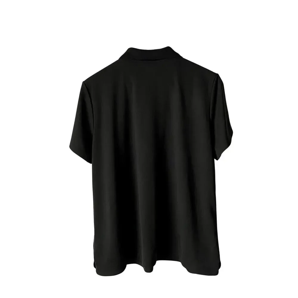 Lands' End Short Sleeve Rapid Dry Black Polo Shirt Women's Size XL